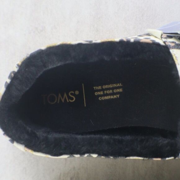 TOMS Alpargata Women Size 7 Natural Gold Glitter Cheetah Slip On Fuax Fur Flats - Picture 3 of 10